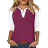 Women's T Shirt Print Button 3/4 Sleeve Daily Weekend Fashion Basic V- Neck Regular Top