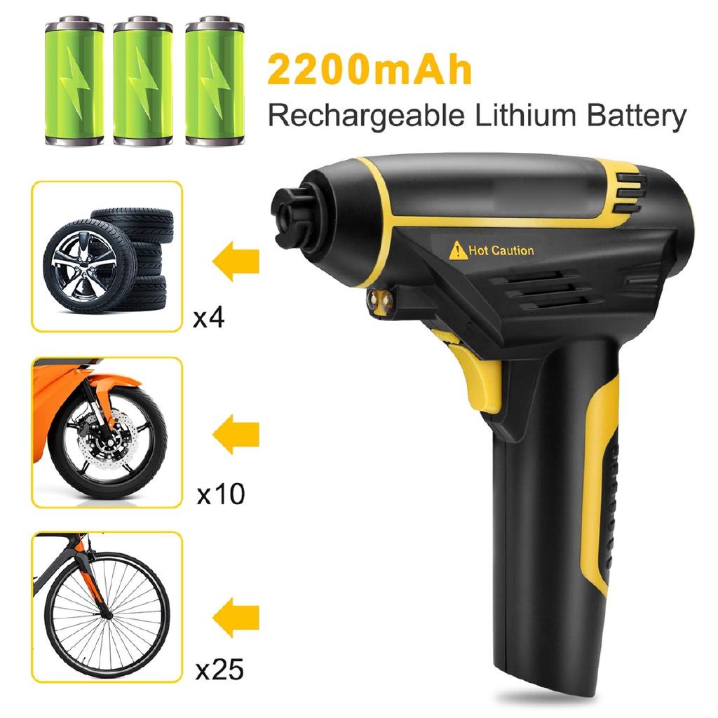 12V 150PSI Cordless Handheld Air Inflatable Pump 120W Emergency Car Tyre Inflator Pump LCD Digital 2200mAh USB Charging