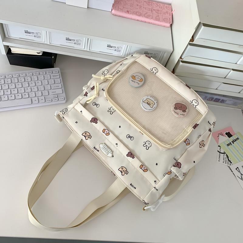 Прозрачная большая вместительная сумка-тоут женская сумка через плечо с мультяшным — фото 8