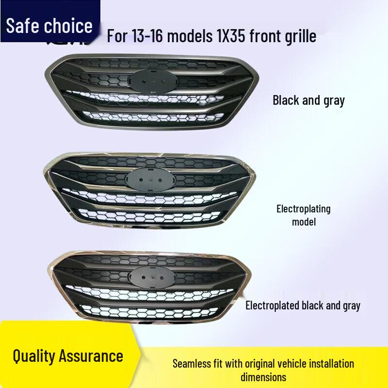 Fits 2009-2016 Hyundai IX35: Front Grille, Mesh, Bumper Diffuser, Fog Light Bezels 13-16 Fog Light Bezels (Grey, Pair)