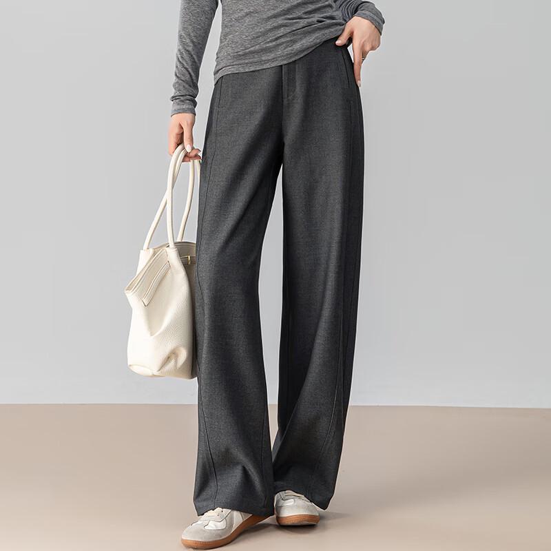 Fanzhen Women's High-Waist Wide-Leg Casual Wool Blend Trousers