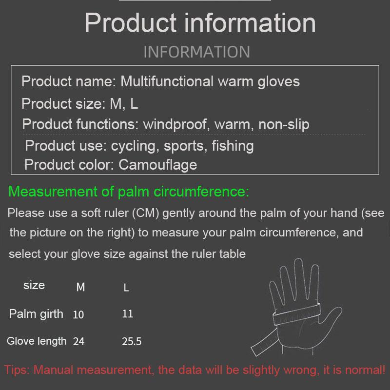 Autumn Winter Warm Outdoor Activity Glove Thickened Cotton Warm Mittens Ski Fishing Bicycle Riding Water Resistant Gloves Non slip