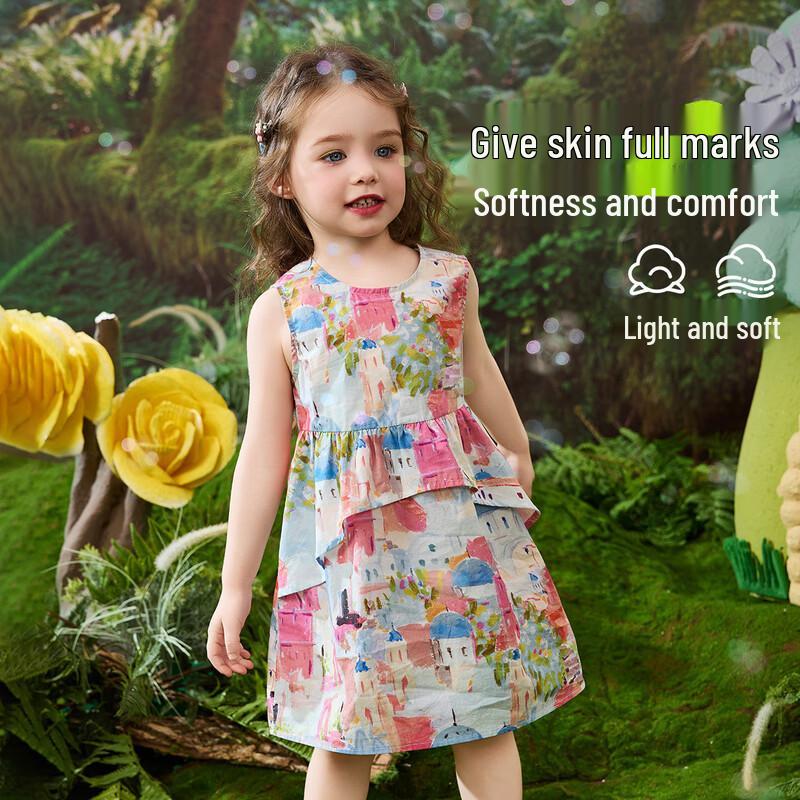 ASK JUNIOR Girls  Forest Print Princess Dress 130