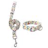Flower Print Dog Collar Leash Set Adjustable Pet Collars Combo  Small Medium Large Dogs