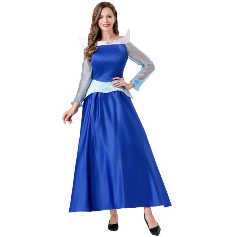 New Adult Ladies Fairy Tale Sleeping Beauty Princess Two-Color Dress Cosplay Costume