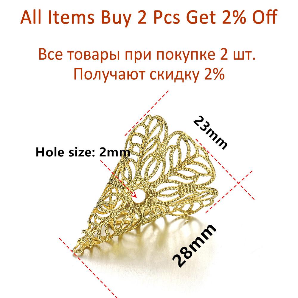 20pcs/lot Copper Charms Bead Caps Filigree Bead Cap Hollow Out Flower End Caps Connector For DIY Jewelry Making Supplies