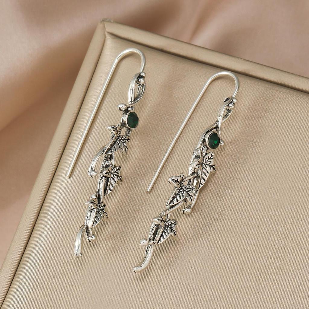 European-American Retro Leaf & Elf Ivy Earrings