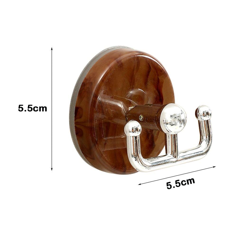 2pcs Reusable Double Hooks Wood Grain Clothes Hook Multi Purpose Suction Cup Hook Universal