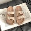 European matte one-word belt buckle platform muffin open-toed sandals summer care beach outer slippers Boken shoes women