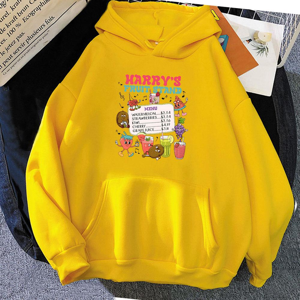 Harrys Fruit Stand Milk Design Hoodies Cartoon Graphic Print Casual Warm Sweatshirts for Women Long Sleeve Comfortable