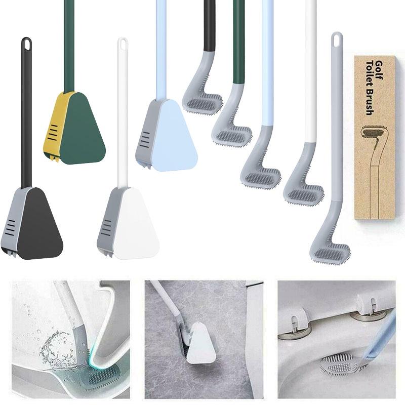 Golf Toilet Silicone Brushes With Holder Setclose Bathroom Cleaning Soft Tools