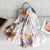 New Spring and Summer Long Silk Scarf High-end Imitation Silk Kicker Silk Scarf with Brocade Printed Shawl On The Outside Sun Protection Scarf
