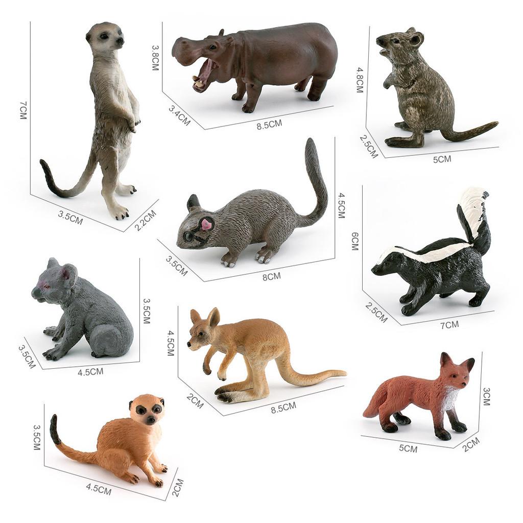 Beautifully Crafted Static Model Animals In Vibrant Colors Red Fox Kangaroo Skunk And Others
