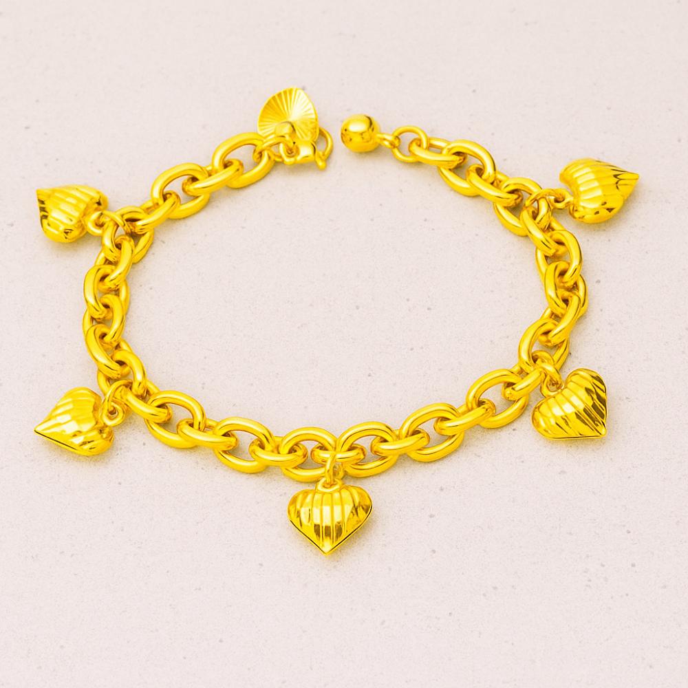with Bell Hollow Peach Heart Bracelet Handmade Wedding Charm Bangle  Female Lady Girl