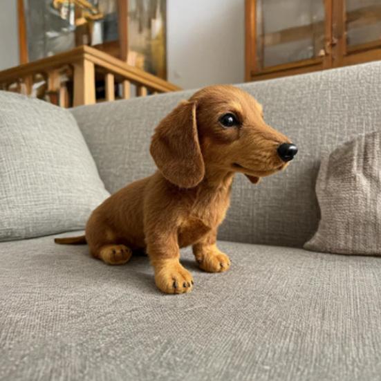 Kids Plush Dachshund Toy Realistic Interactive Dog Plushie Toddlers Boys Girls Educational Simulation Animal Doll Holiday Birthday Gift