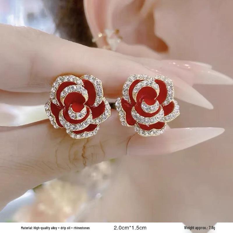 

Серьги-пусеты в ретро-стиле с красной глазурью «капля» для женщин - Уникальный нишевый дизайн начала осени