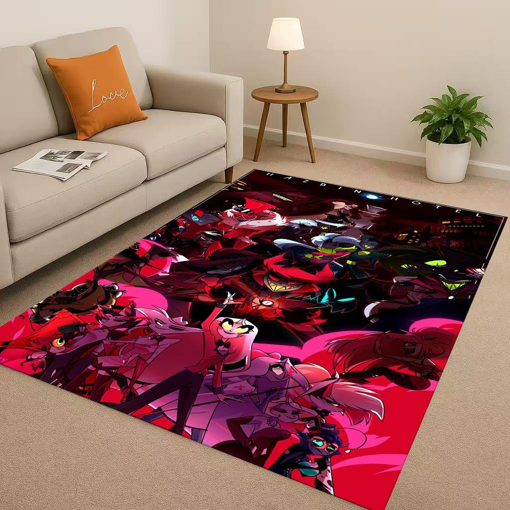 Cartoon H-Hazbin Hotel Angel Dust Alastor Living Room Non-Slip Area Rug Soft Carpet for Bedroom Sofa , Easy Clean Home Doormat