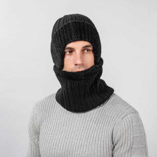 3-teiliges/Set Unisex Hut Schal Handschuhe Set Ohrenklappen Design Einfarbig Beanie Mütze Thermisch Plüsch