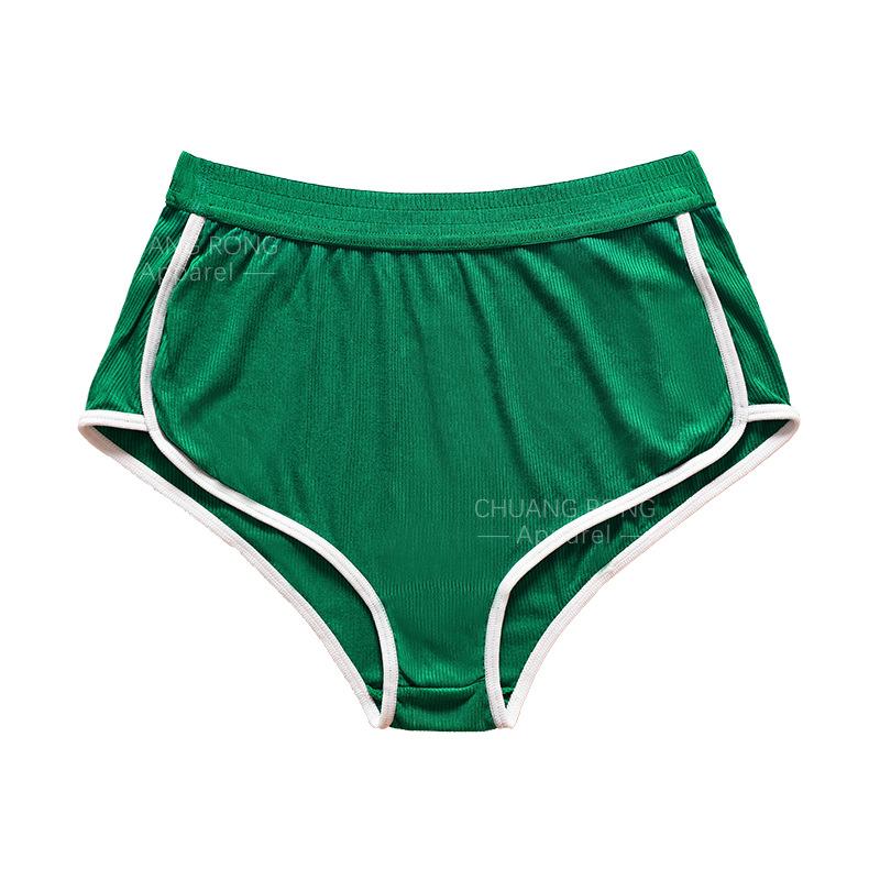

Foreign trade threaded shorts, underwear for women, contrasting colors, large size, sexy, low waist, no hip clipping, breathable and comfortable boxer S лес зеленый
