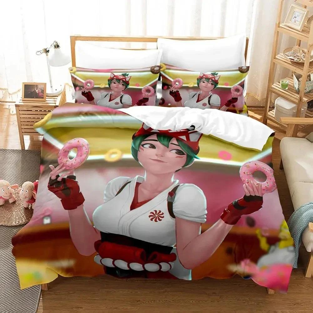3D Print Kiriko Heads Overwatch 2 Bedding Set Duvet Cover Bed Set Quilt Cover Pillowcase Comforter king Queen Size Boys Adult