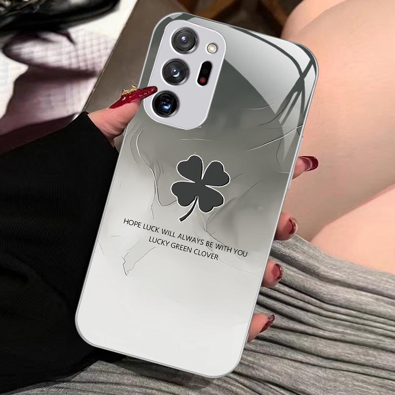 Pouzdro z tekutého skla pro Samsung Galaxy Note 20 a Note 9 Lucky Clover, prémiový kreativní design A01