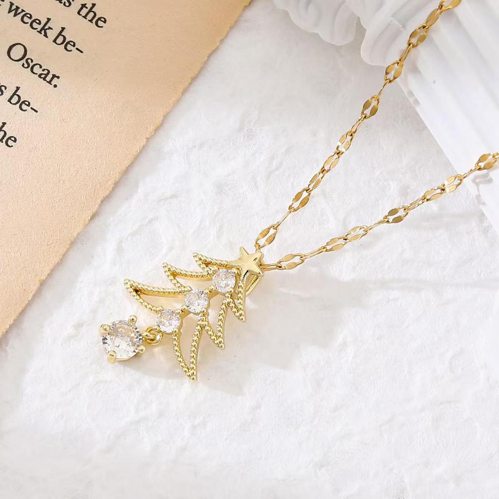 Popular Christmas Series Necklaces: Santa Claus, Peace Tree, Holiday Element Micro-Paved Drip Oil Pendant