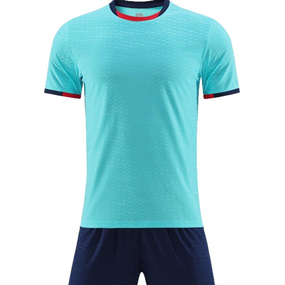 Brand Jacquard Fabric Football Jersey Set Men'S And Women'S Short-Sleeved Jersey Football Jersey Blank Version Jersey Fan Version