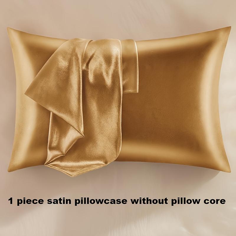 1pc Satin Pillowcase Breathable Soft Envelope Closure Satin Pillow Cases Solid Color Bedding Accessories Smooth Pillow Covers
