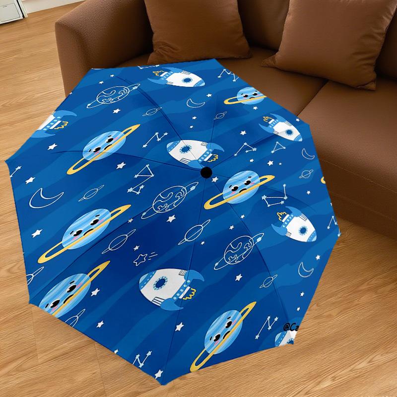 1PC Space Rockets Umbrella-8-Rib Reinforced, Automatic Open, Lightweight & Durable, Fashion Accessory for Outdoor-D377