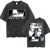 2026 Vintage Gewaschenes T-Shirt Mann Attack on Titan Damen Kurzarm-T-Shirt Streetwear Anime-Print Sommer Y2k Übergroße Lässige Oberteile