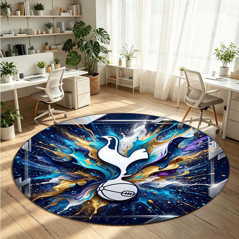 Tottenham Hotspur Printed Round Crystal Velvet Rug Soft Non Slip Floor Carpet For Bedroom Holiday Gift