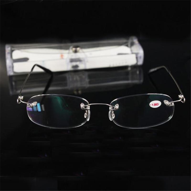 Rimless Alloy Metal Frame Myopia Glass Ultralight Boxed Shortsighted Myopia Eyewear Female Male -1.0 -1.5 -2 -2.5 -3 -3.5 -4.0