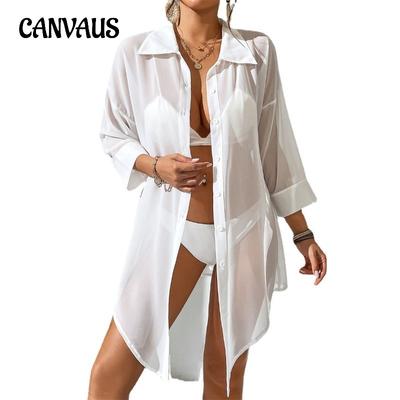 Women's Shirt Chiffon POLO Wind Casual Long Shirt