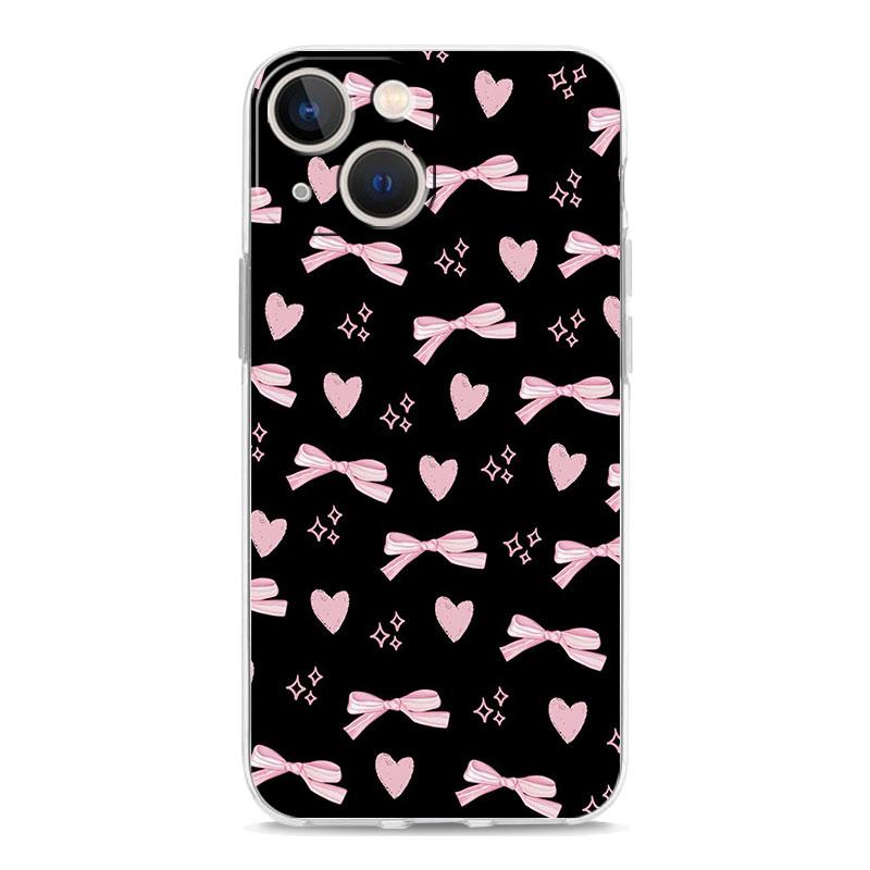 Phone Case For iPhone 17 Cases iPhone Air 16 15 12 13 14 Pro Max 7 8 Plus 16Pro iPhone11 Soft Cover Cute Pink Heart Bow