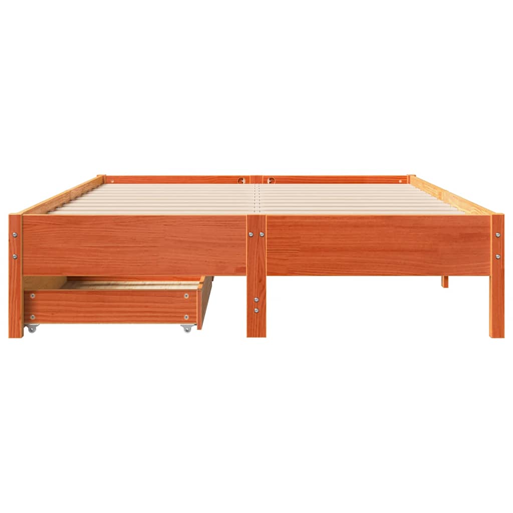 Vidaxl Bed Frame Without Mattress, Waxed Brown, 160X200 Cm, Solid Pine