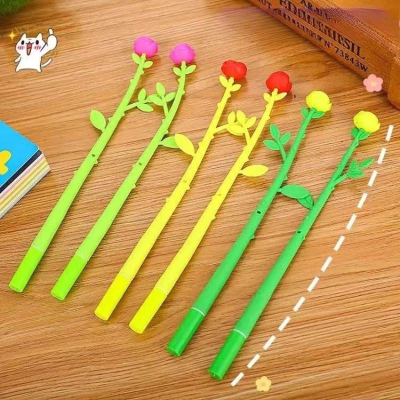 Gift Creative Camellia Kawai Gel Pen Cute Cartoon Learning Stationery Flower Personalized Office School Supplies Lovely