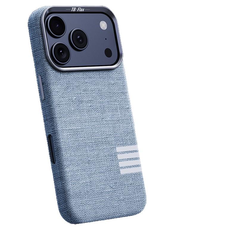 

Магнитный чехол из льняной ткани для iPhone 16 Pro Max: Полное покрытие и электросварные кнопки For iPhone 15 розовый