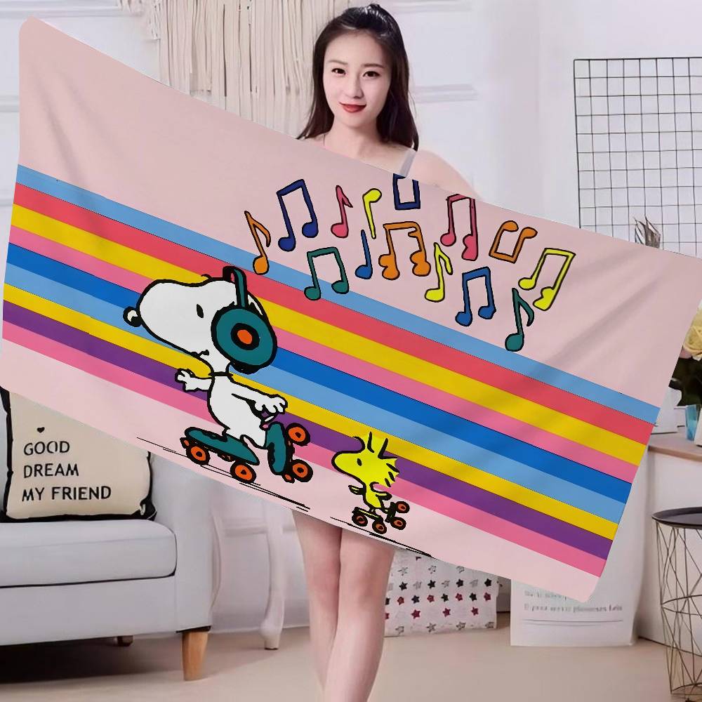 S-Snoopy Cartoon Microfiber Printed Beach Towel Mountain Climbing Yoga Beach Swimming Running Absorbent Soft Towel