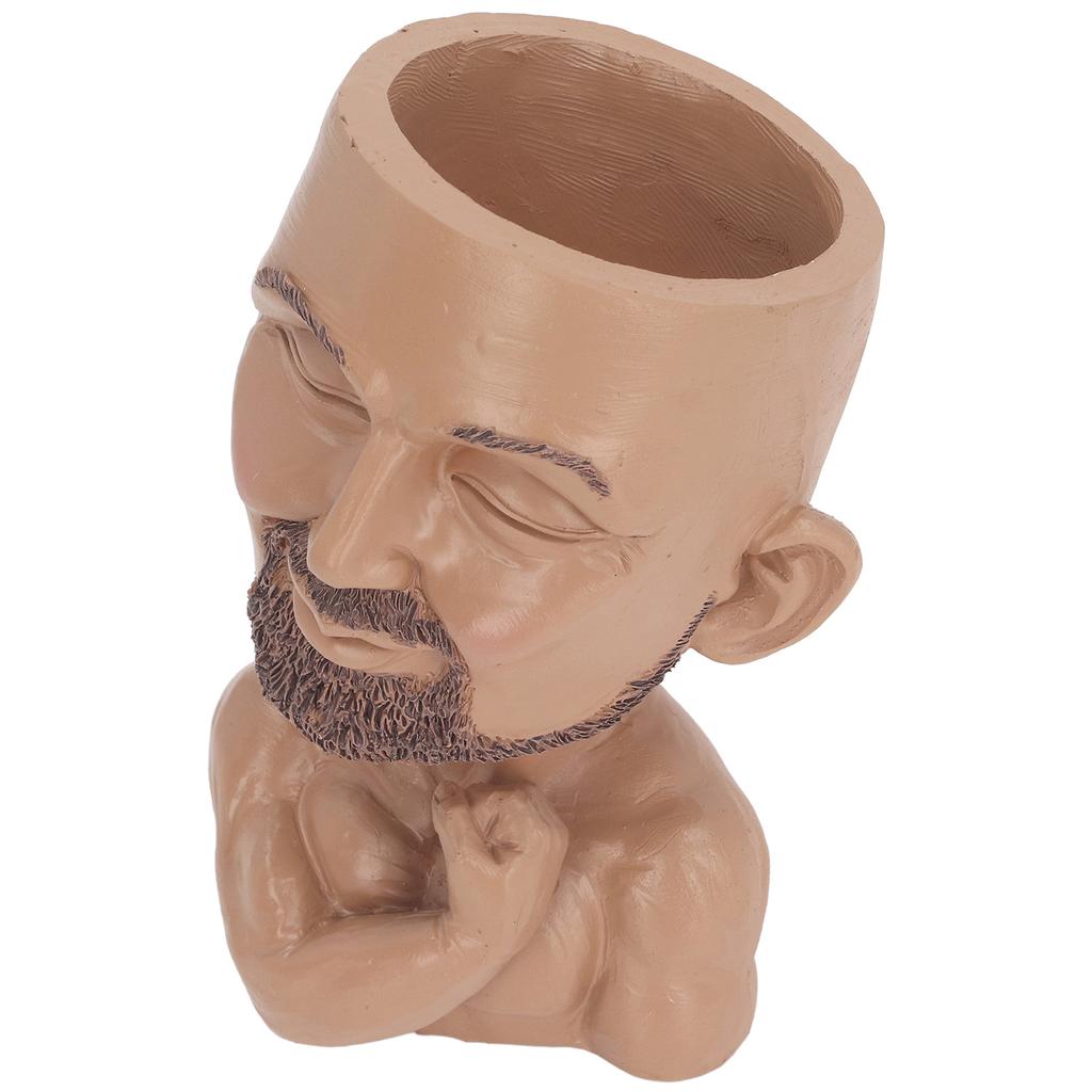 Face Planter Pot with Drainage Hole Man Face Flower Pot Head Planter Muscular Man Flower Pot for Living Room Hallway