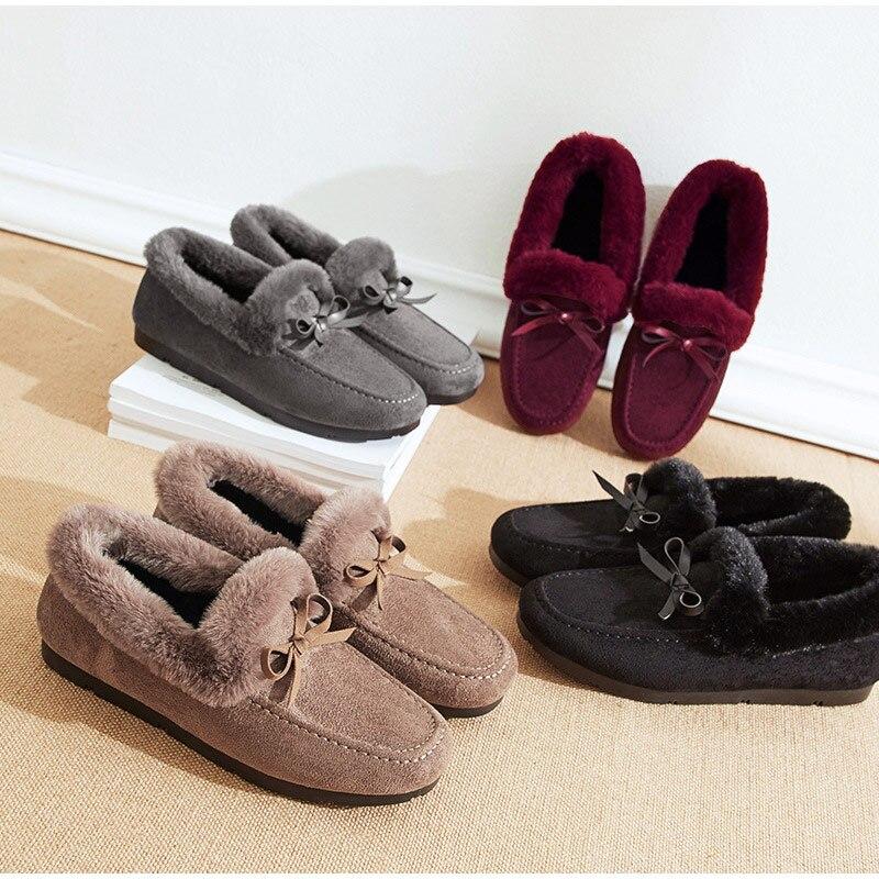Dámské zimní baleríny nazouvací teplé plyšové protiskluzové nadměrné velikosti dámské mokasíny jednobarevné semišové stručné venkovní dámské boty dámská obuv