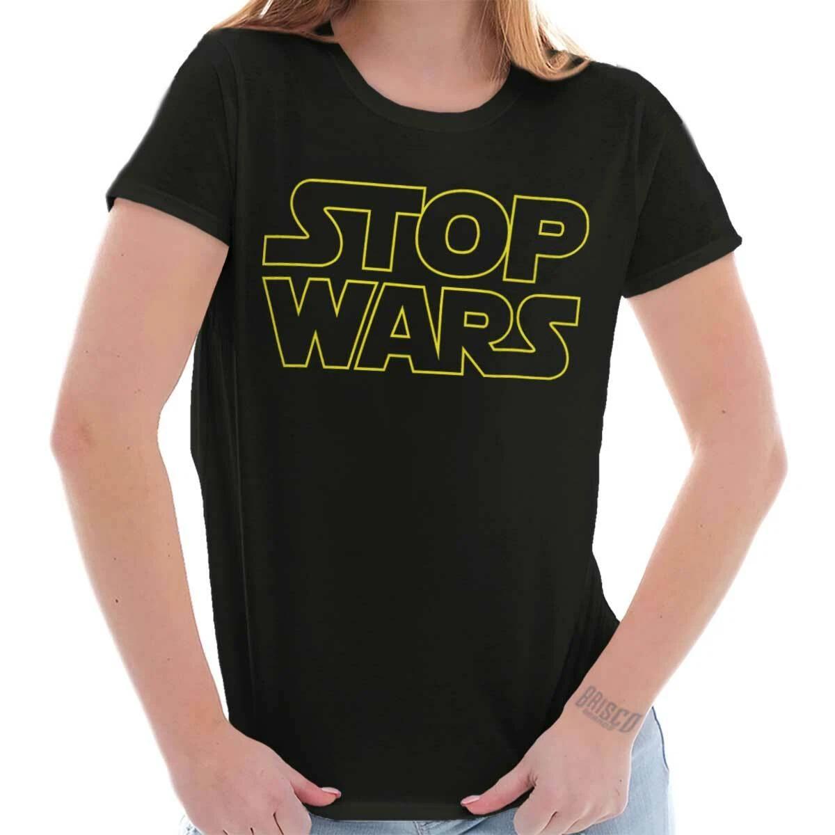 Cool Space Movie Activist Stop Wars Protest Womens Top Junior Graphic Tee XL