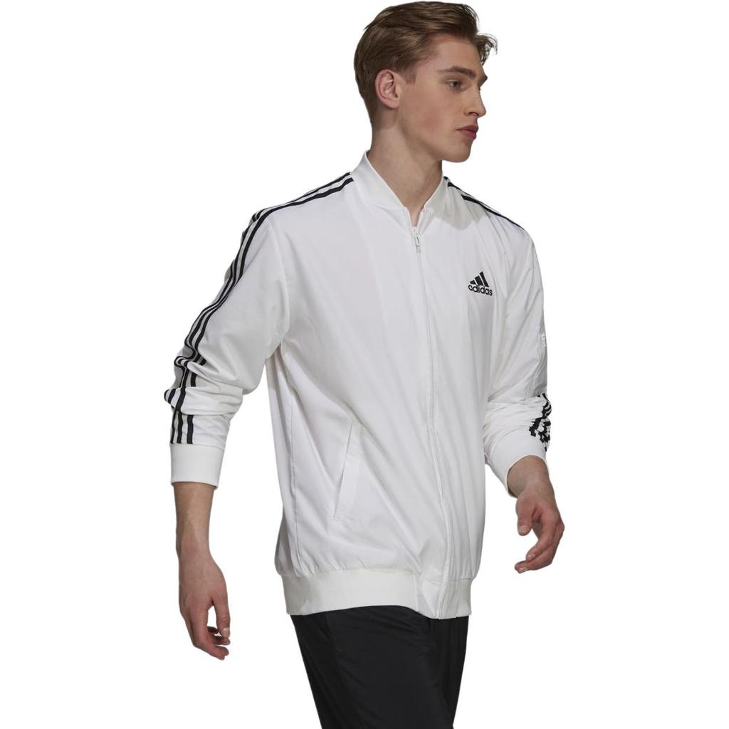 adidas Pasiasta kurtka dresowa z logo Męskie kurtki Biała H14635