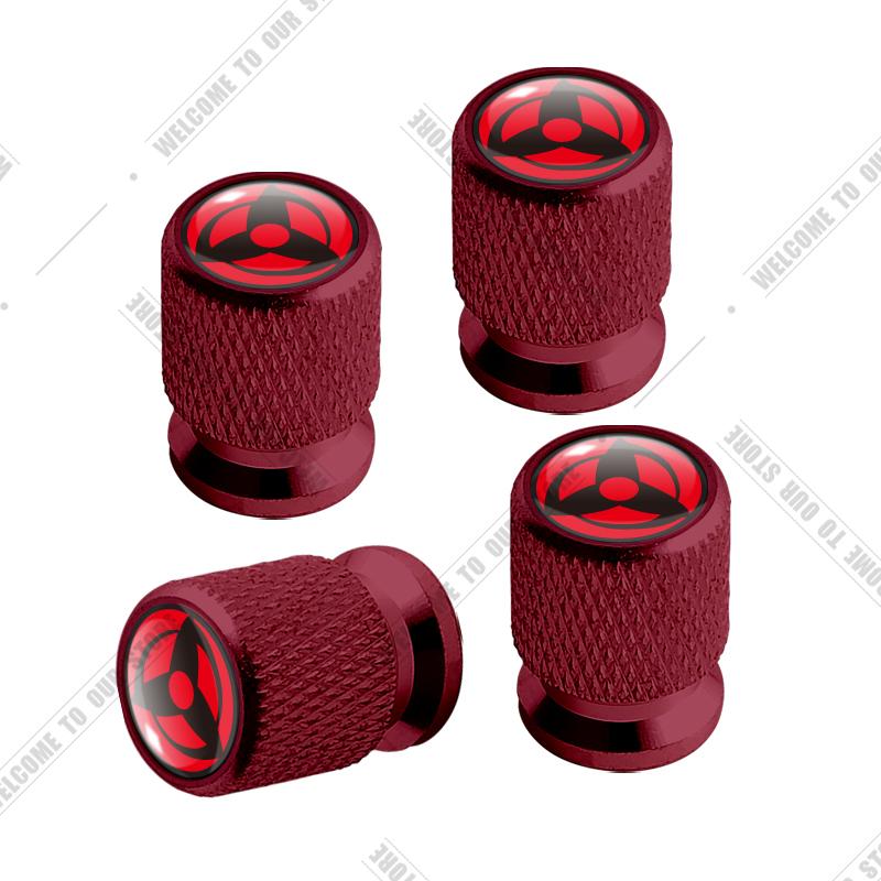 Car CNC Aluminum Japanese Anime Sharingan Eye Emblem For Lexus Honda Nissan Mitsubishi 4pcs Tire Valve Air Port Stem Cover Caps