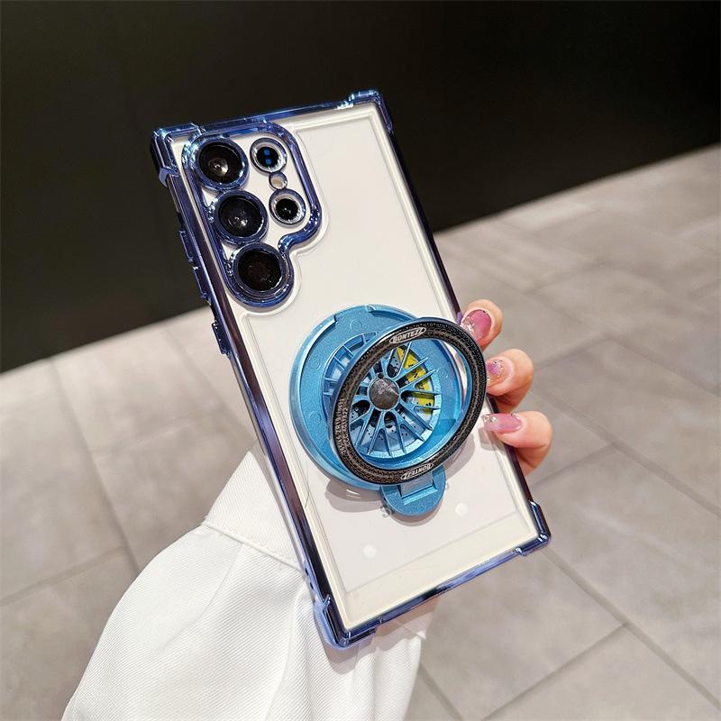 Applicable to Samsung S25Ultra decompression mobile phone case electroplating four corners anti-drop S23 + fingertip gyro magnetic suction bracket ca