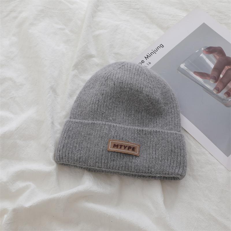 

Шапка-біні з кролячого хутра в корейському стилі для осені та зими, потовщена, щоб підкреслити обличчя, з маленьким захистом для вух, парна, універсальна One Size