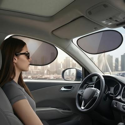 Universal 2Pcs Static Adsorption Car Window Sun Shade UV Sun Protection Clear Driving View Curtain for All Car Windows