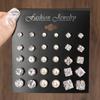 15-Pair Retro & Geometric Stud Earring Set: Pearl & Six-Claw Cubic Zirconia