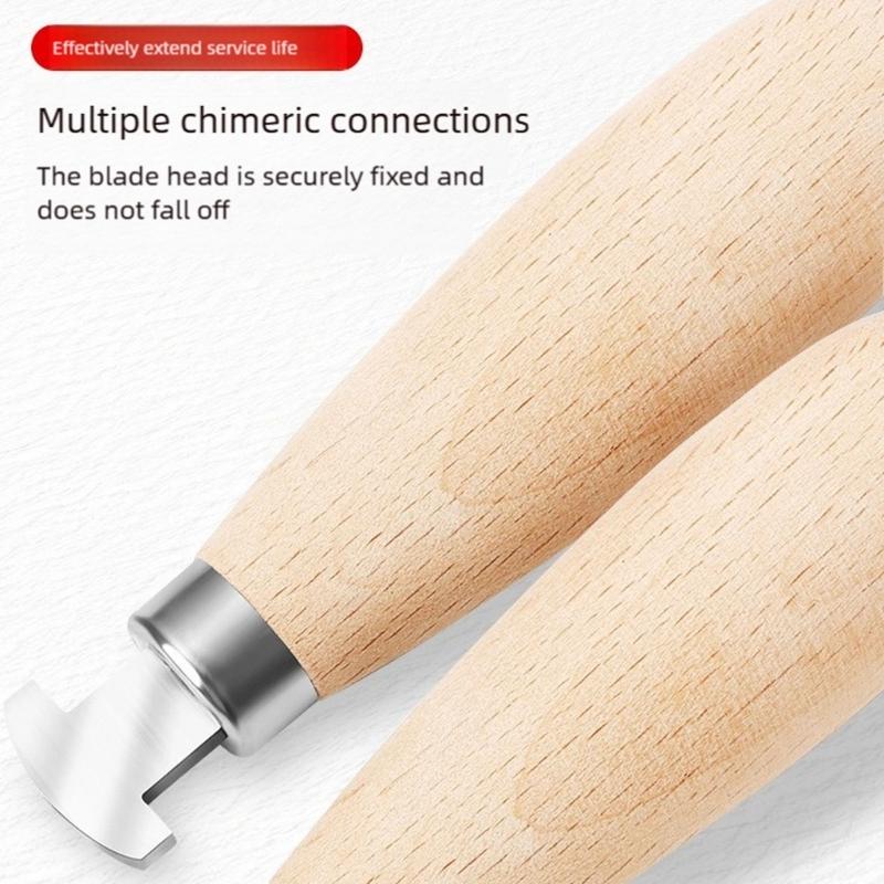Practical Stainless Steel Bezel Pusher Ergonomic Wooden Handle Jewelry Crafting Tool For Gemstones Setting