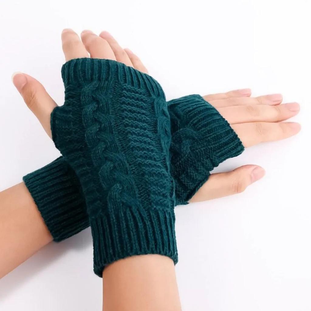 Gants courts à la mode, =et Mitaines d'hiver unisexes en laine tricotée, chauffe-poignets chauds