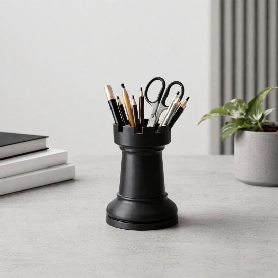 DYS Chess Pen Holder, Makeup Brush Organizer, Minimalist Desk Decor, Multifunctional Organizer for Pens Brushes Dried Flowers, Creative Gift Office &